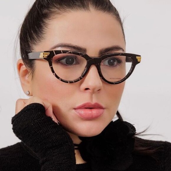 Bottega Veneta BV1106O 002 Eyeglasses Havana 52mm Cat Eye Frame - Picture 6 of 10